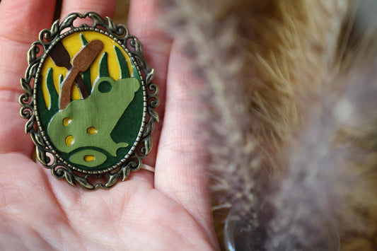 Large Frog Brooch | Pin | Cottage Core Accessory