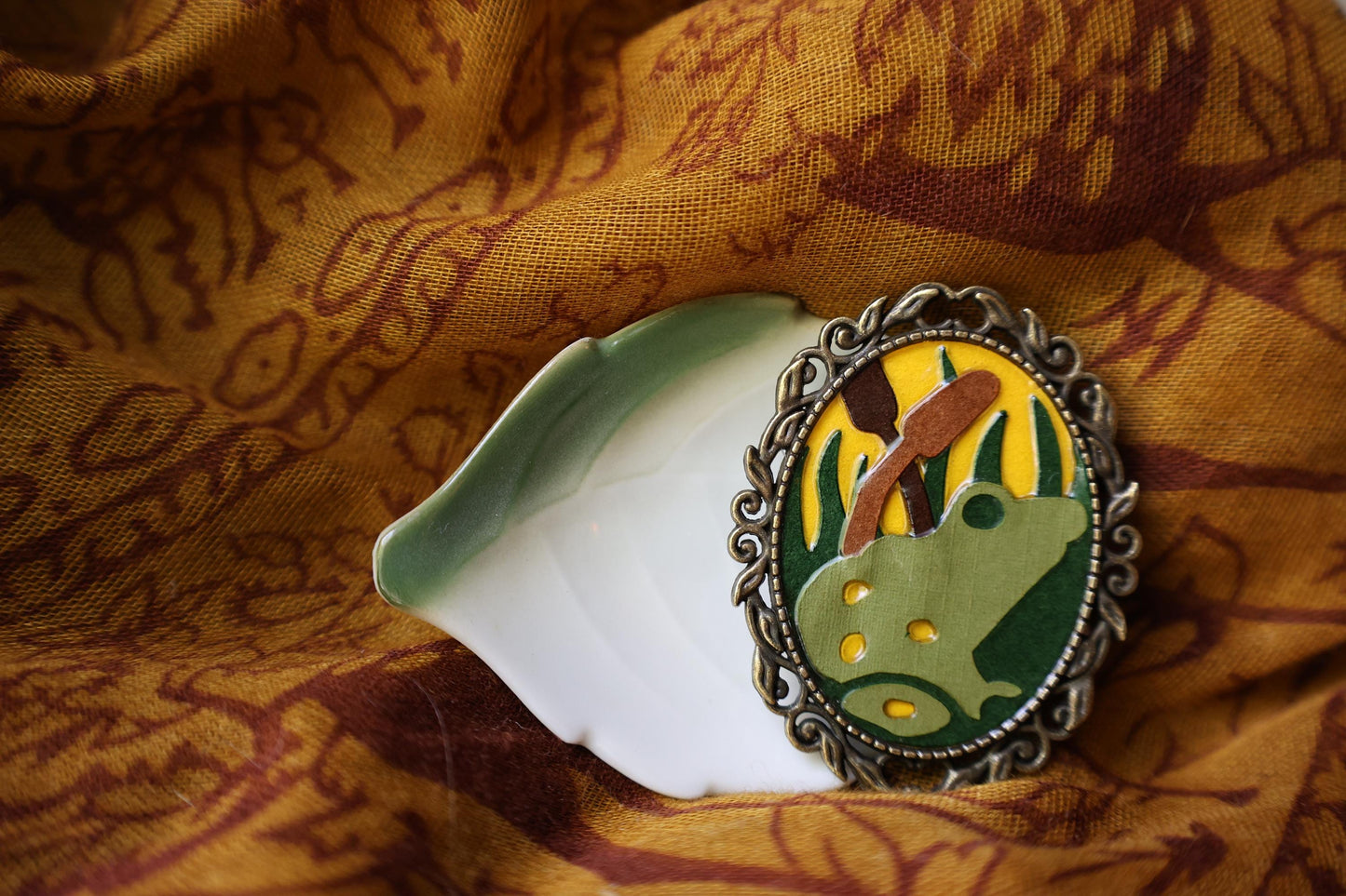 Large Frog Brooch | Pin | Cottage Core Accessory