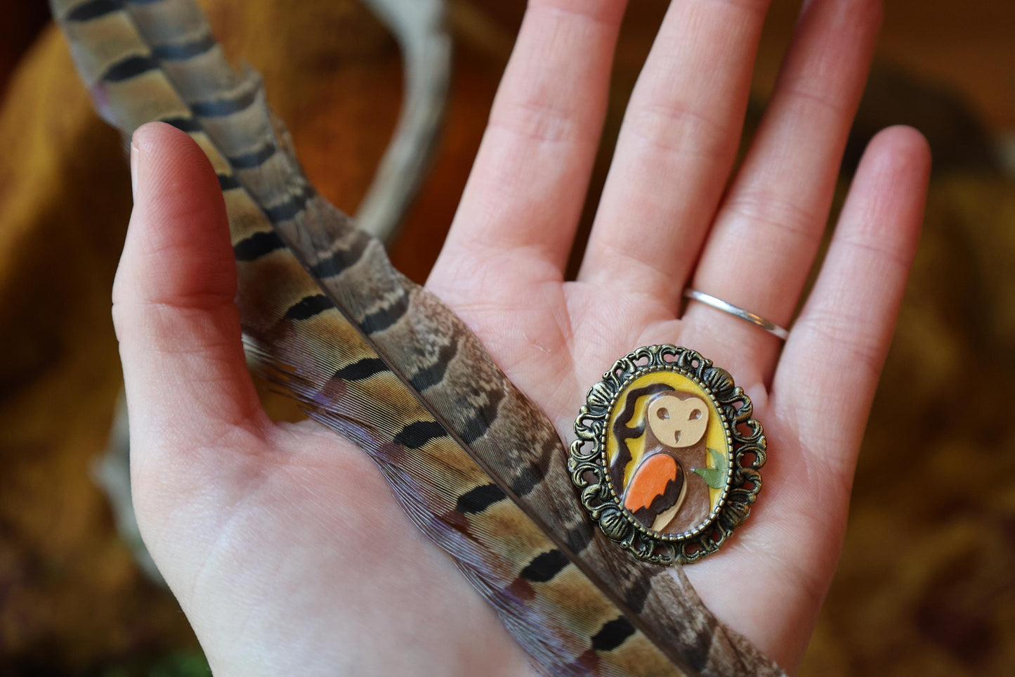 Dark Owl Brooch | Pin | Cottage Core Accessory