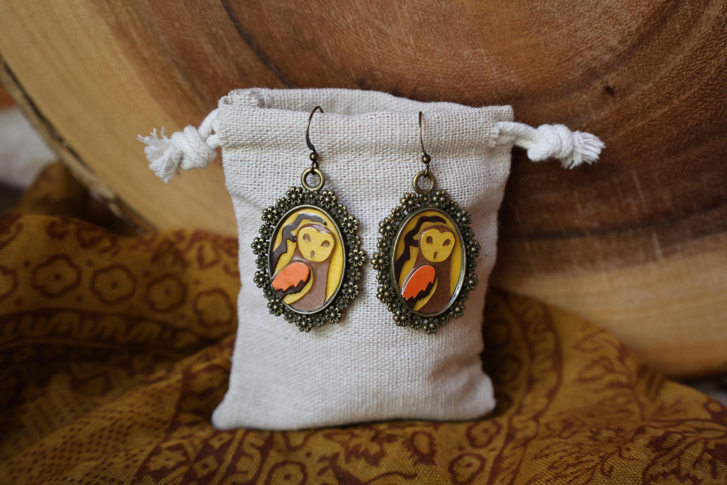 Dark Owl Earrings | Dangle Earrings | Cottage Core Accessory
