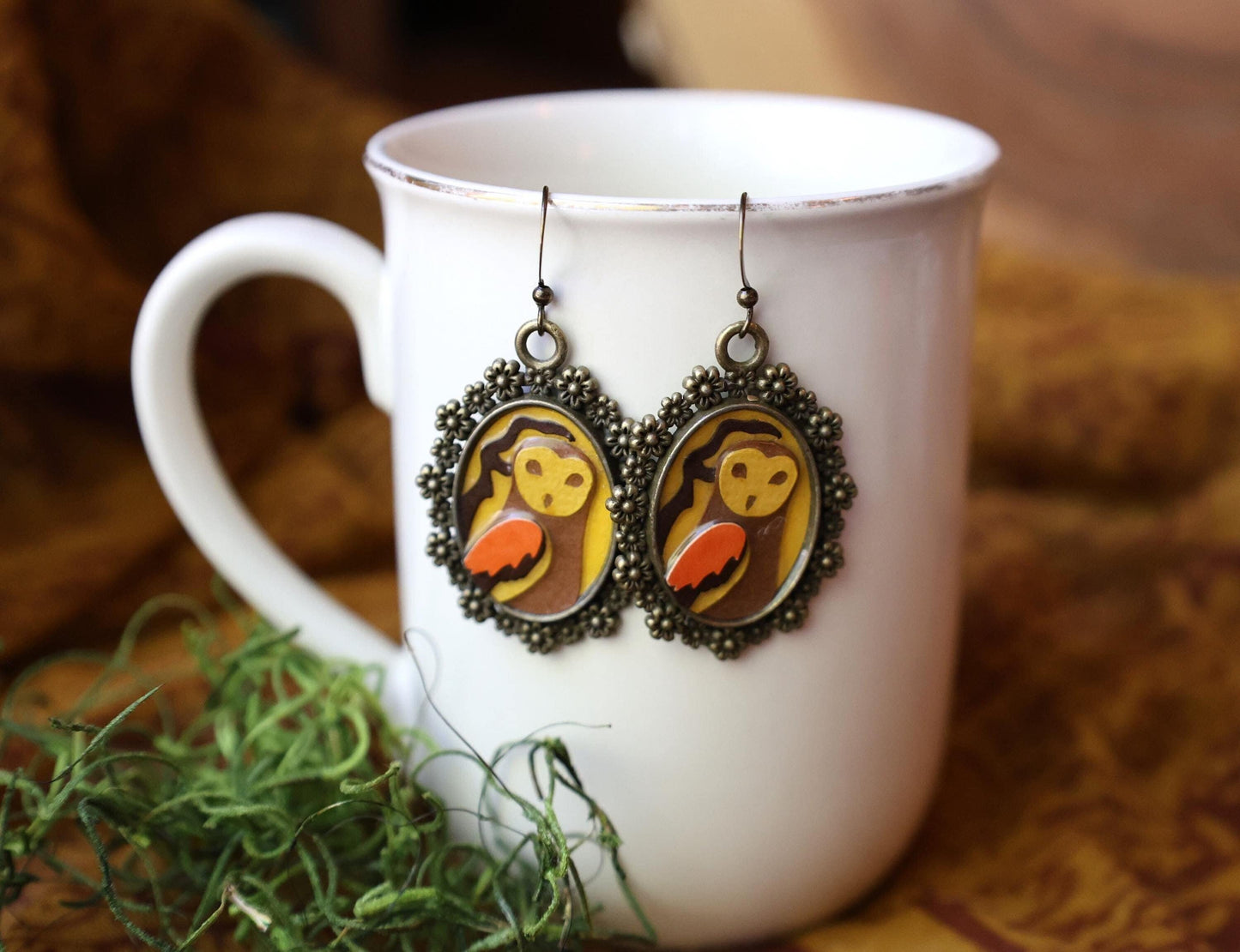 Dark Owl Earrings | Dangle Earrings | Cottage Core Accessory