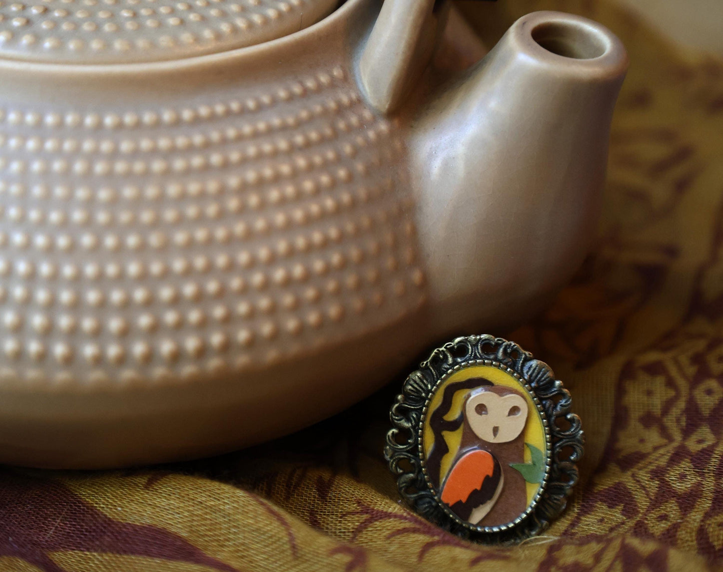 Dark Owl Brooch | Pin | Cottage Core Accessory