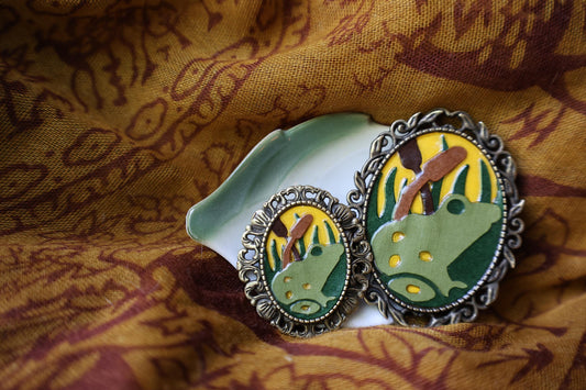 Frog Brooch | Pin | Cottage Core Accessory