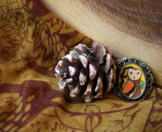 Dark Owl Brooch | Pin | Cottage Core Accessory