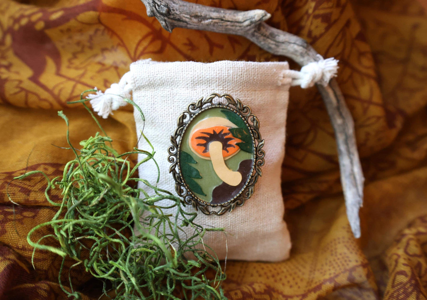 Large Gilled Mushroom Brooch | Pin | Cottage Core Accessory