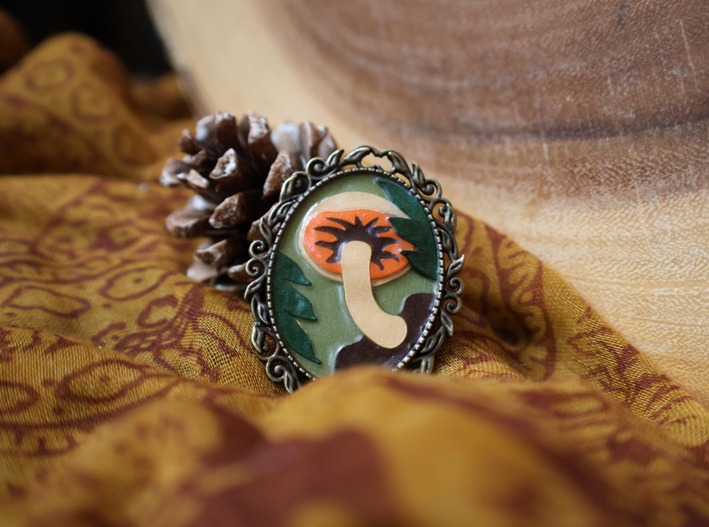 Large Gilled Mushroom Brooch | Pin | Cottage Core Accessory