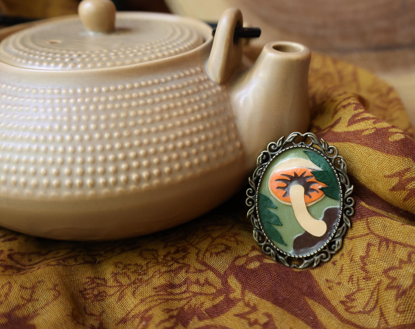 Large Gilled Mushroom Brooch | Pin | Cottage Core Accessory